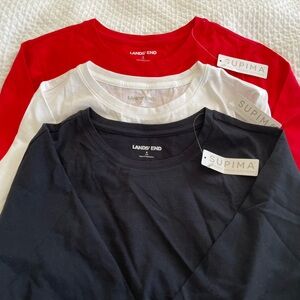 Lands' End Girl’s/Women's Supima Cotton Long Sleeve Tops. Small (6-8) Set of 3.